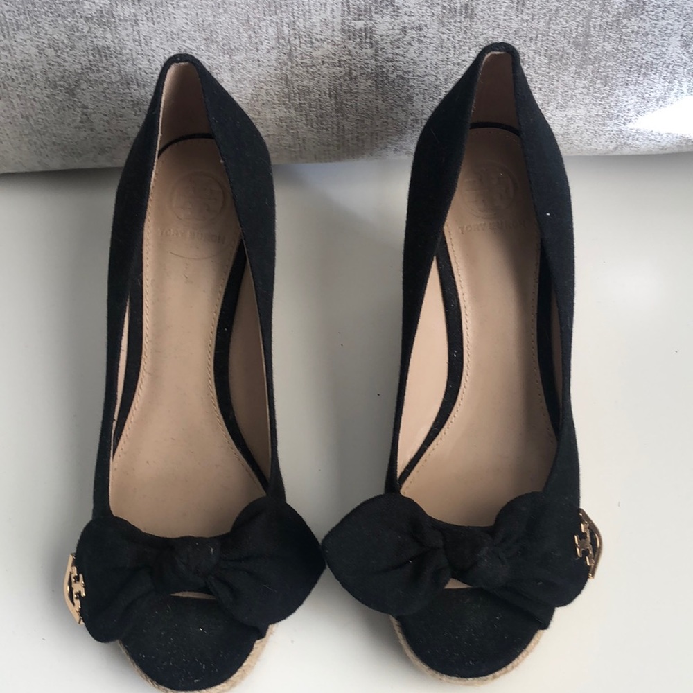 Tory Burch Black Espadrille Wedges!